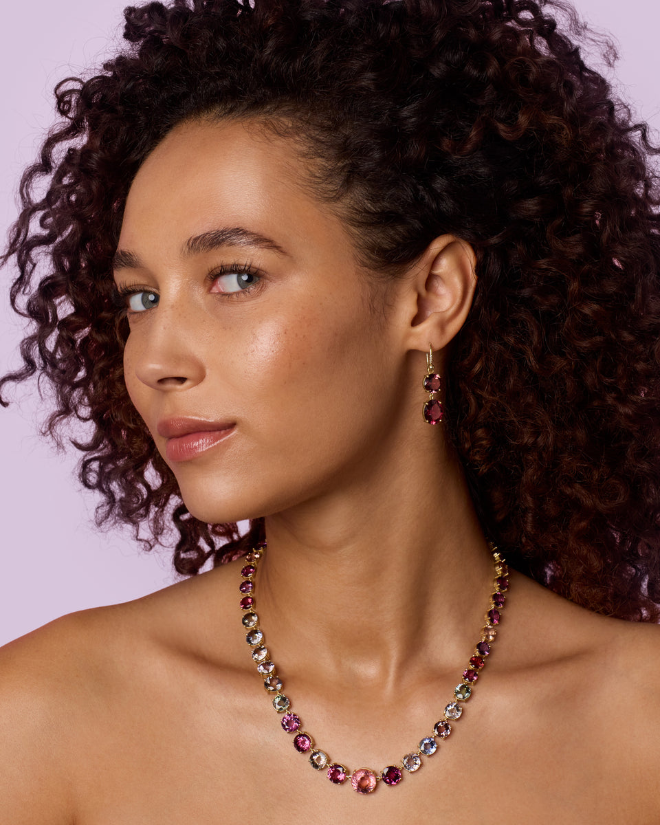 One of a Kind Gemmy Gem Double Drop Link Earrings