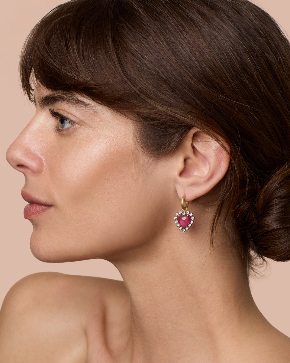 One of a Kind Diamond Love Jeweled Huggies - Irene Neuwirth