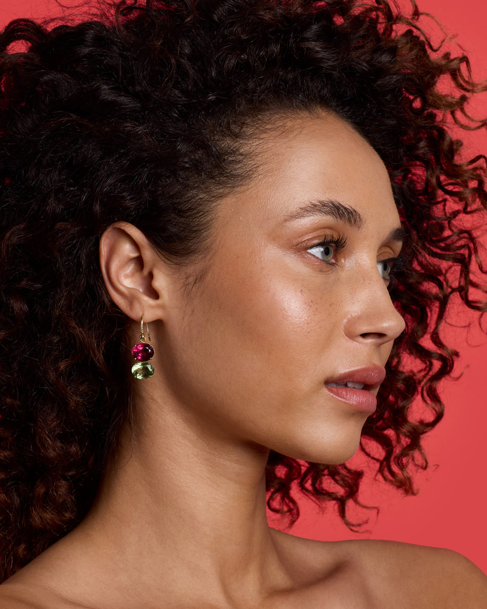One of a Kind Gemmy Gem Double Stone Earrings - Irene Neuwirth