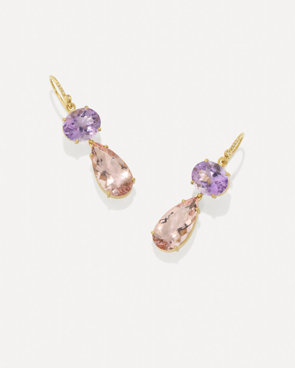 One of a Kind Gemmy Gem Double Drop Link Earrings