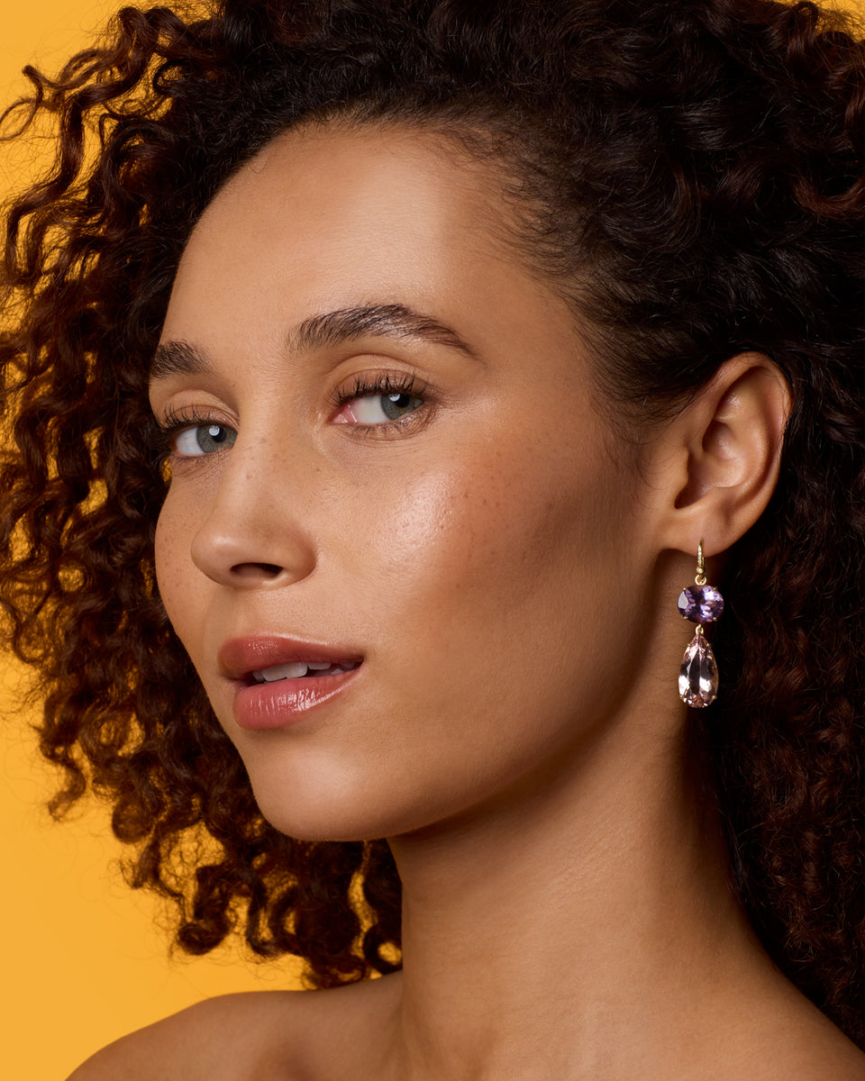 One of a Kind Gemmy Gem Double Drop Link Earrings