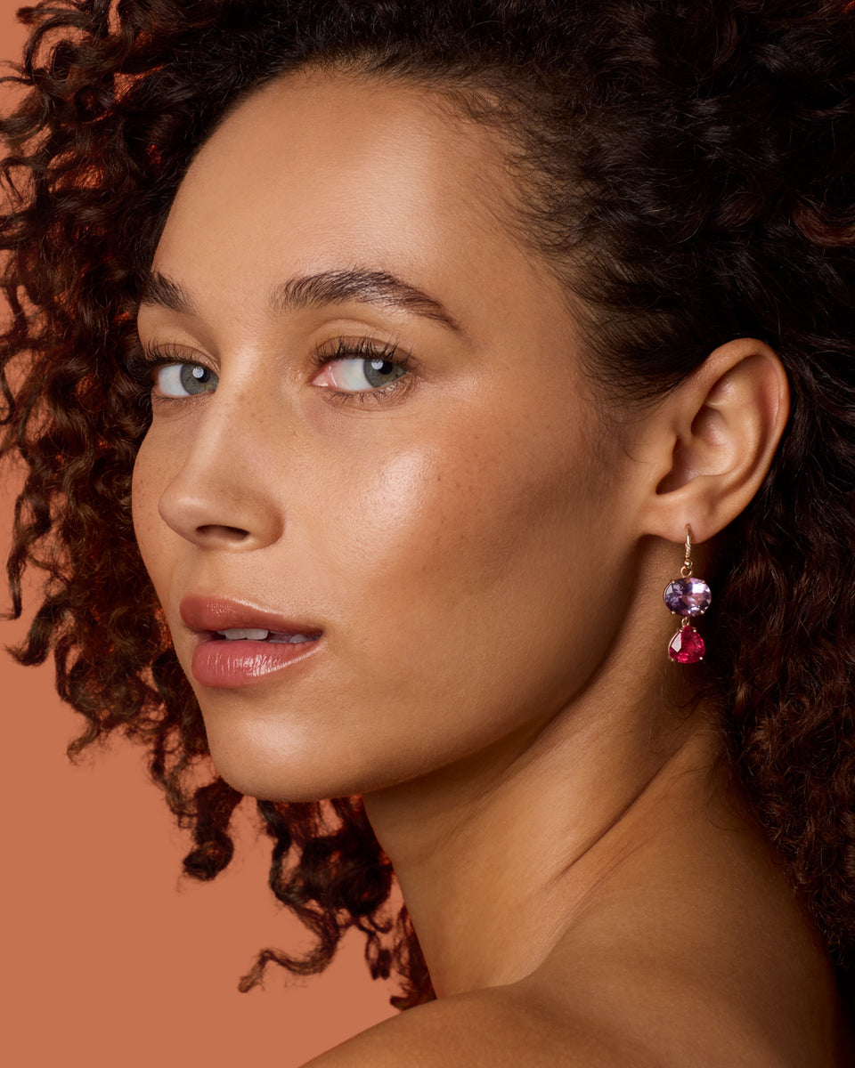 One of a Kind Gemmy Gem Double Drop Link Earrings