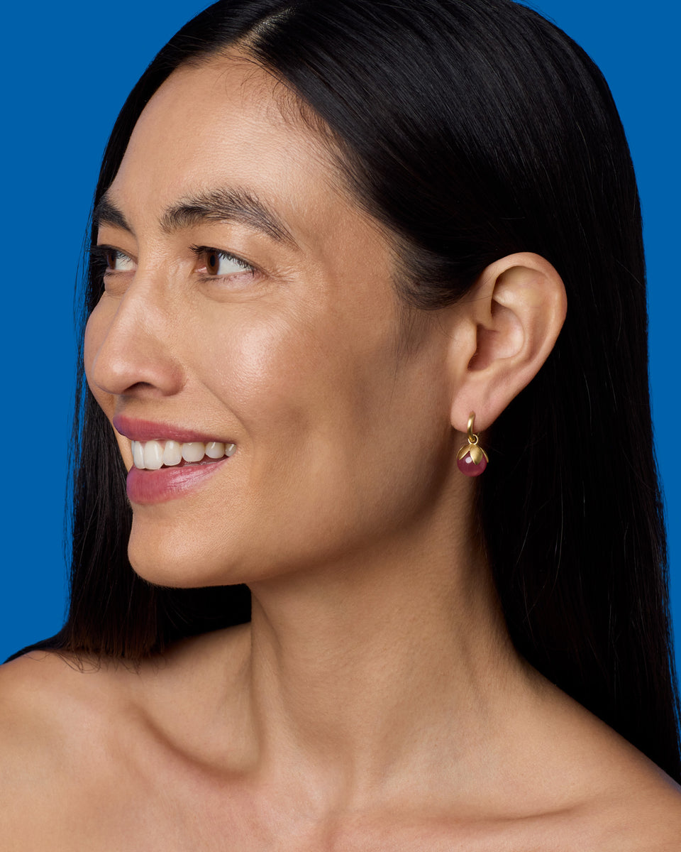 Mini Blossom Jeweled Huggies - Irene Neuwirth