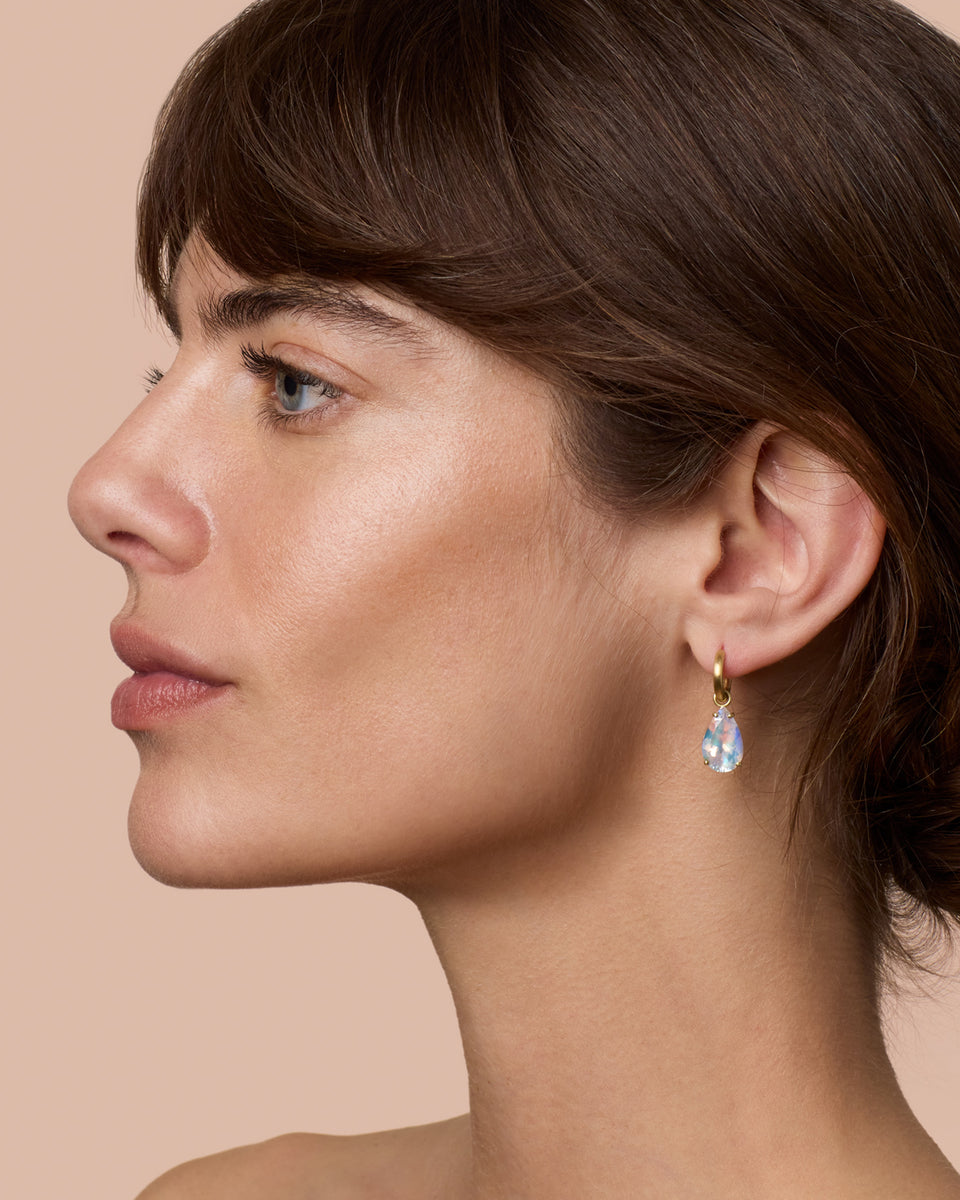 One of a Kind Gem Drop Jeweled Huggies - Irene Neuwirth