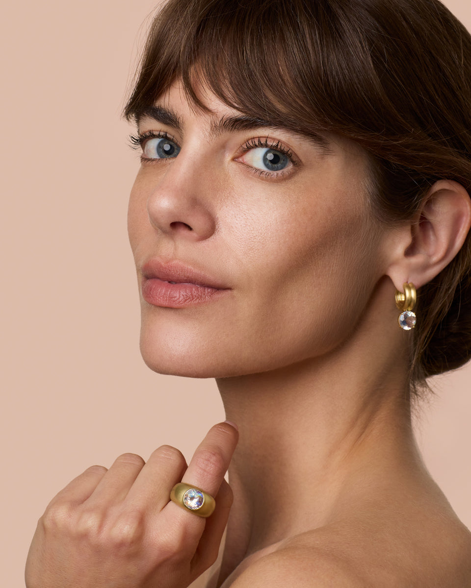 One of a Kind Round Stone Gemmy Puffed Gold Ring - Irene Neuwirth