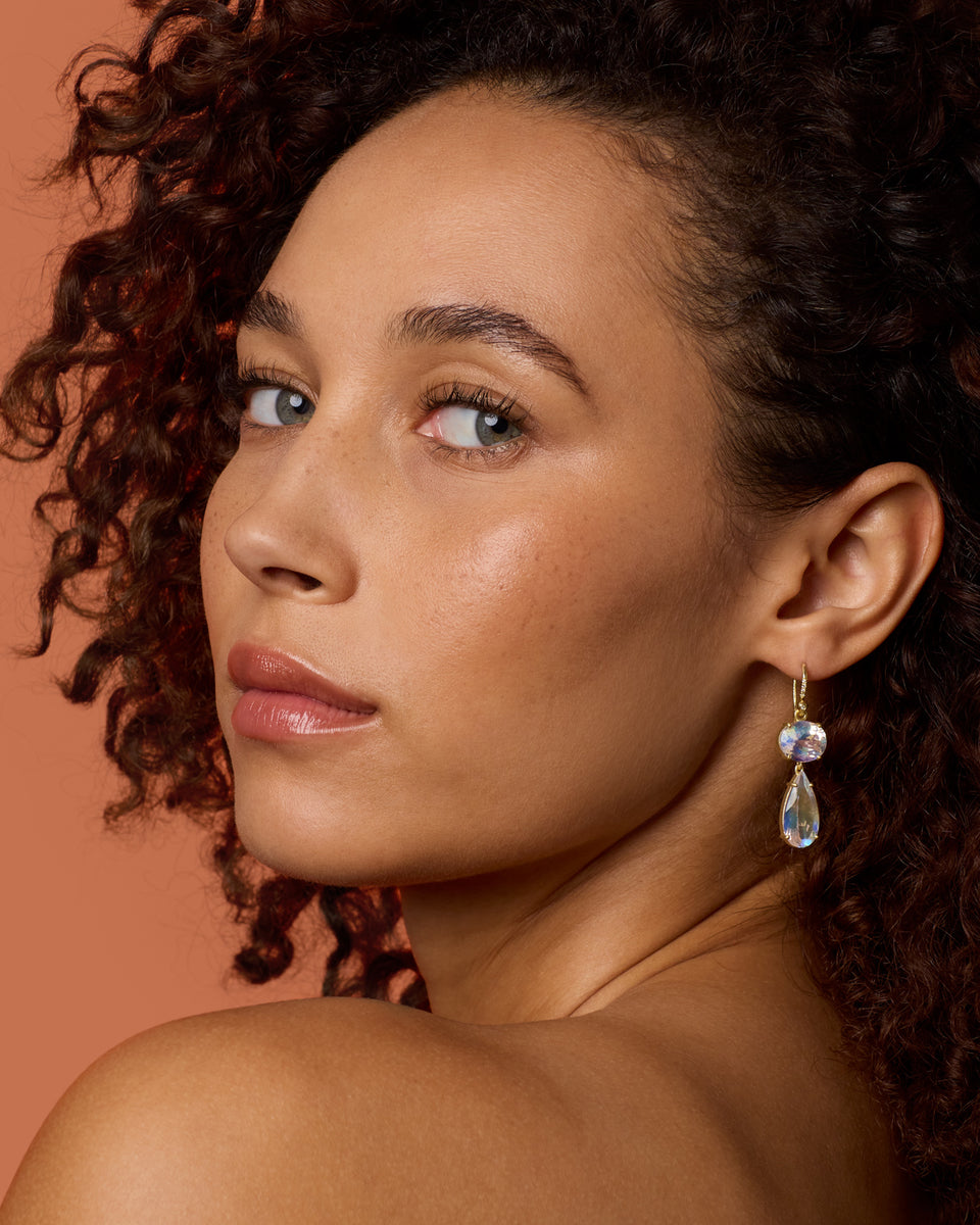 One of a Kind Gemmy Gem Double Drop Link Earrings