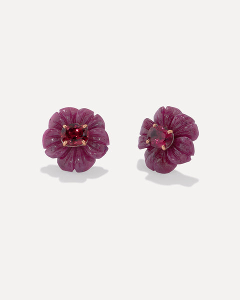 One of a Kind Tropical Flower Studs