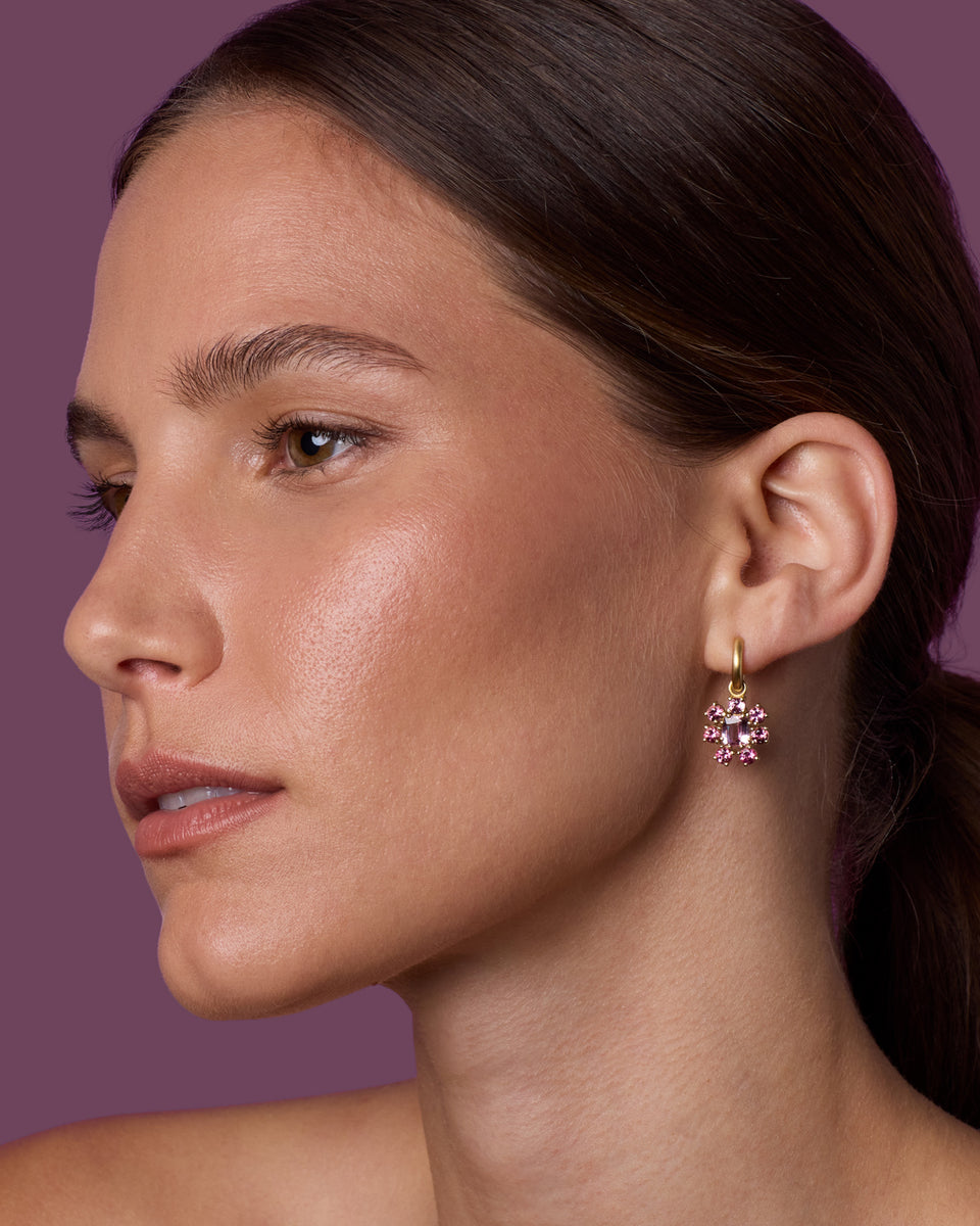 One of a Kind Gemmy Gem Floret Jeweled Huggies - Irene Neuwirth