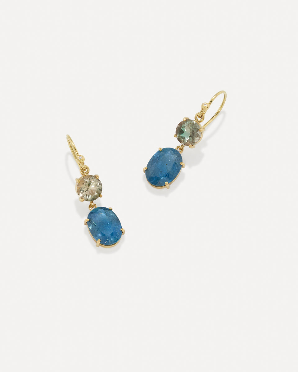 One of a Kind Gemmy Gem Double Drop Link Earrings - Irene Neuwirth