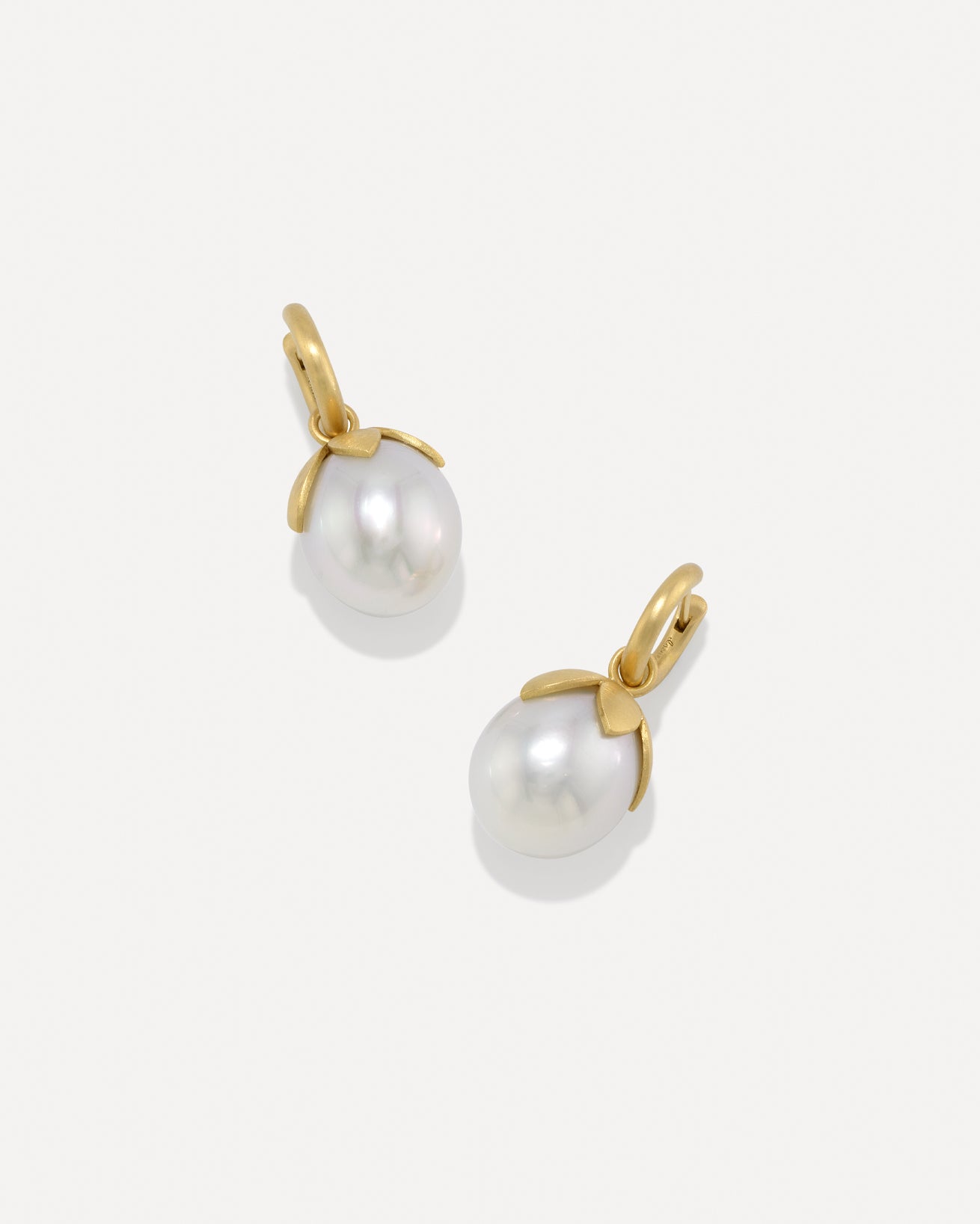One of a Kind South Sea Pearl Blossom Jeweled Huggies 18k Yellow