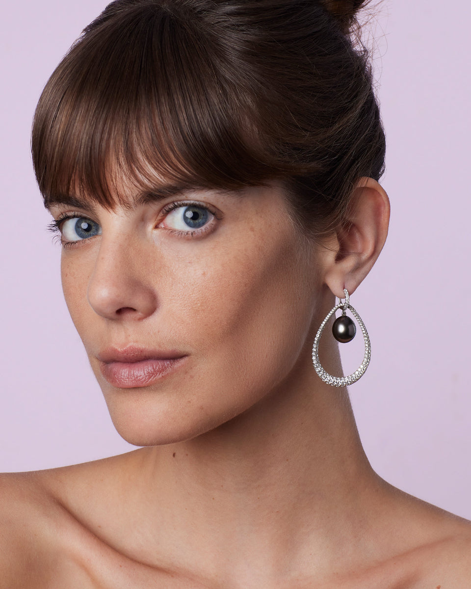 One of a Kind Pavé Swing Hoops - Irene Neuwirth
