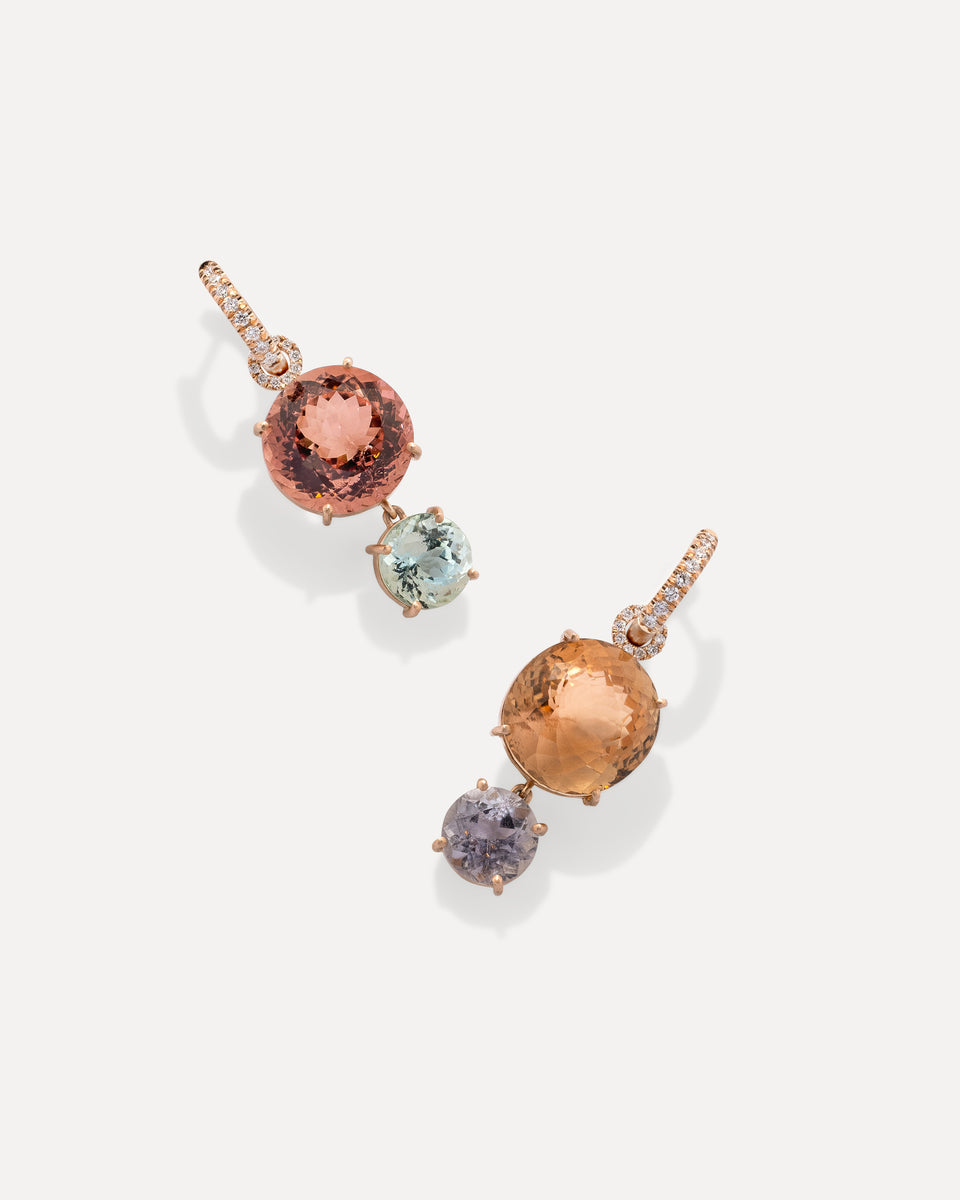 One of a Kind Pavé Gemmy Gem Jeweled Huggies - Irene Neuwirth