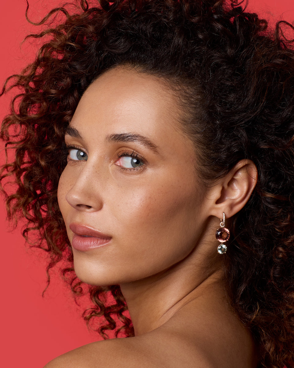 One of a Kind Pavé Gemmy Gem Jeweled Huggies - Irene Neuwirth