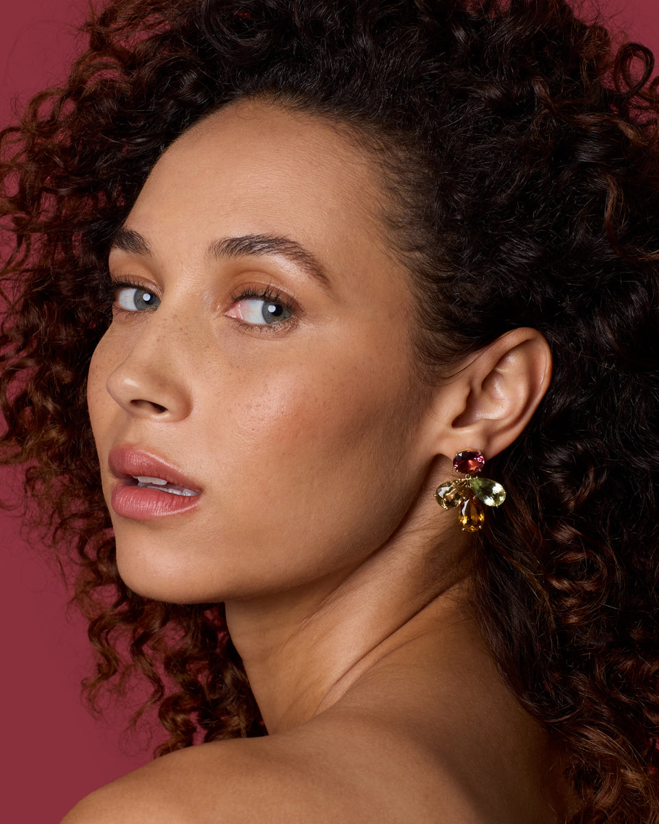 One of a Kind Gemmy Gem Flora Earrings - Irene Neuwirth