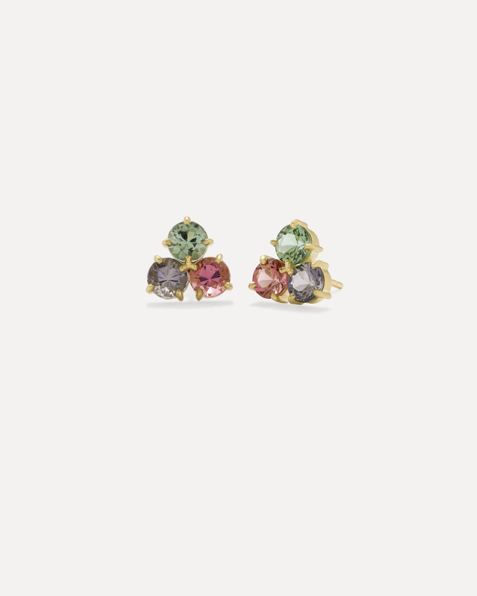 One of a Kind Gemmy Gem Trio Studs - Irene Neuwirth
