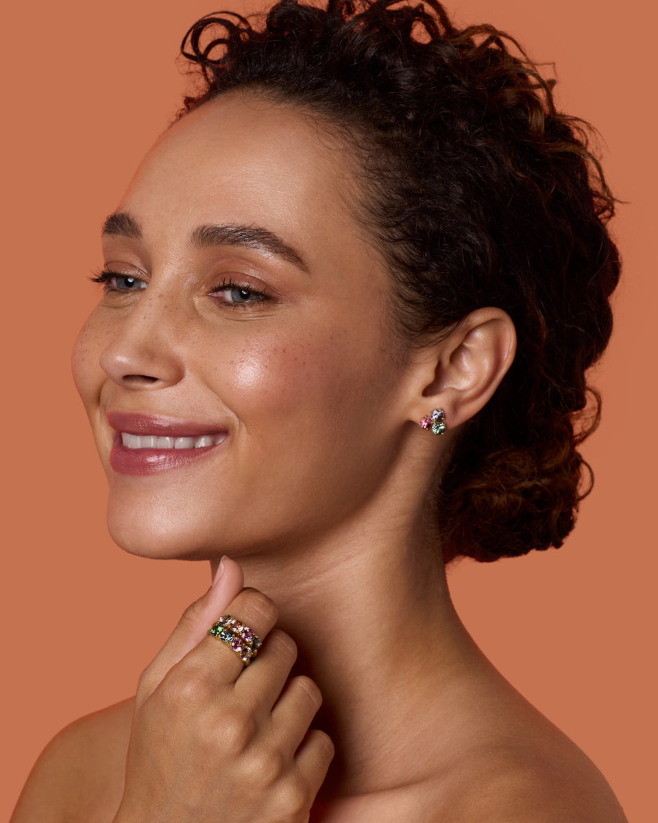 One of a Kind Gemmy Gem Trio Studs - Irene Neuwirth