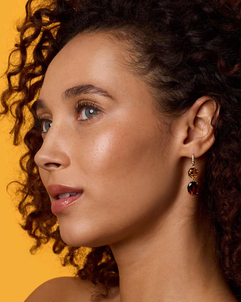 One of a Kind Gemmy Gem Double Drop Link Earrings