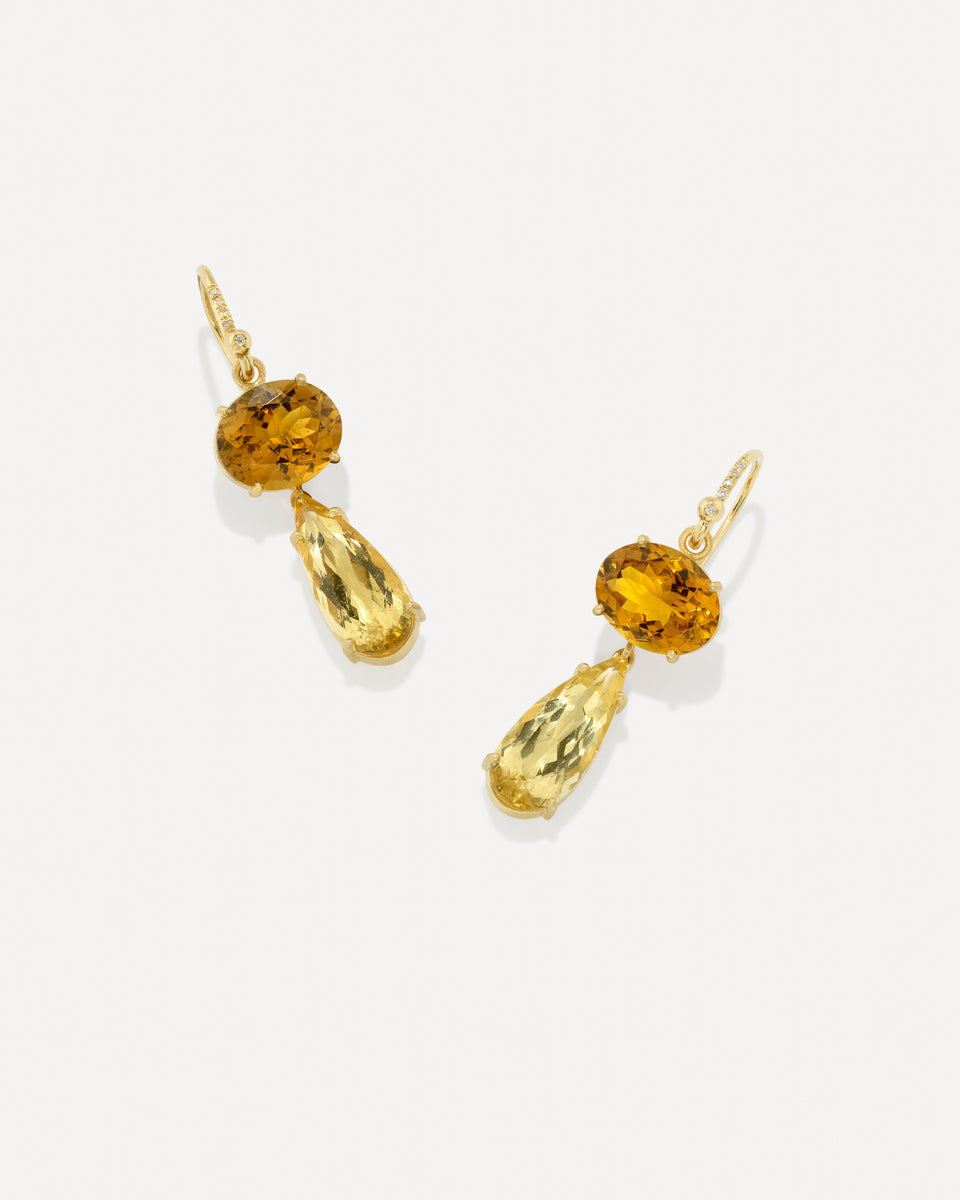 One of a Kind Gemmy Gem Double Drop Link Earrings - Irene Neuwirth