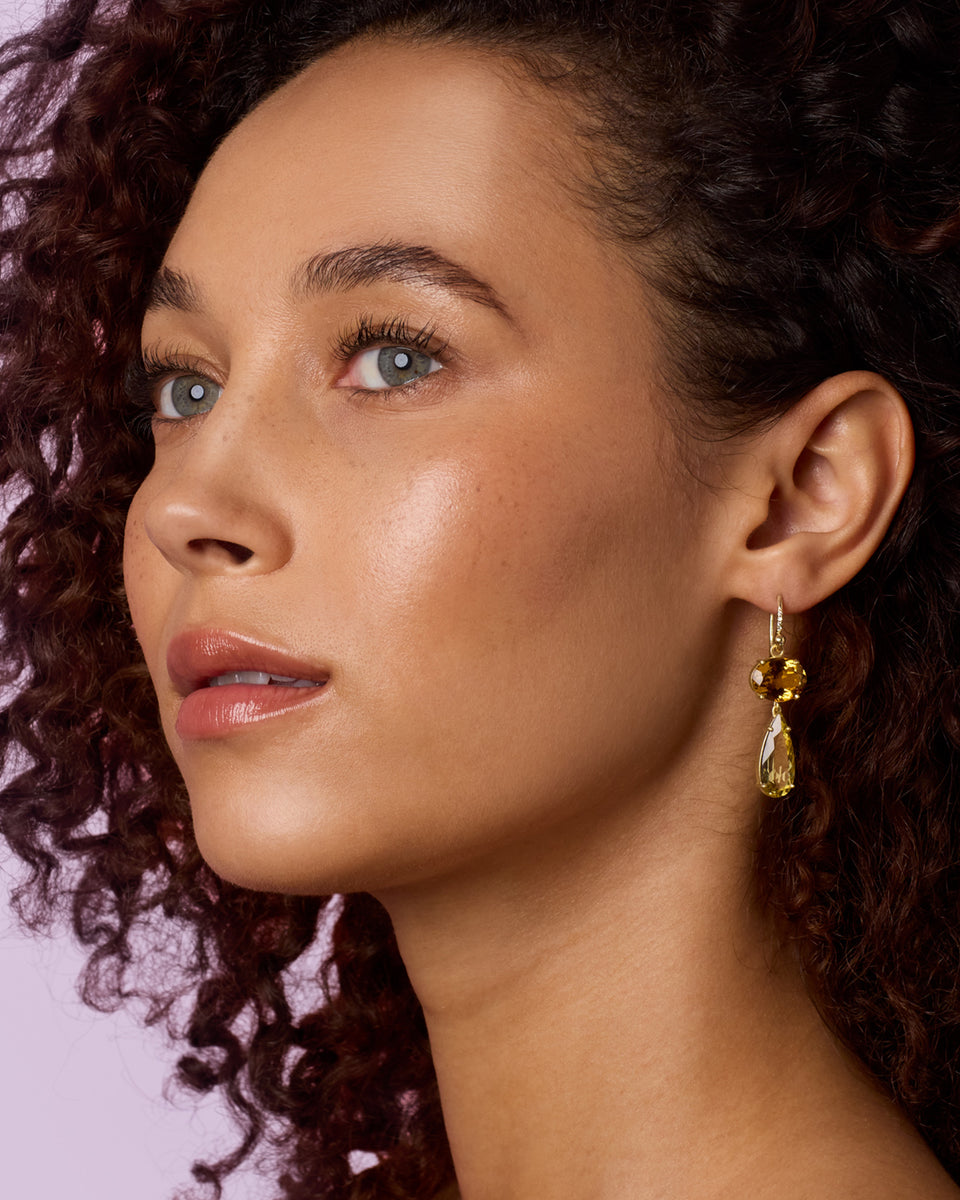 One of a Kind Gemmy Gem Double Drop Link Earrings - Irene Neuwirth