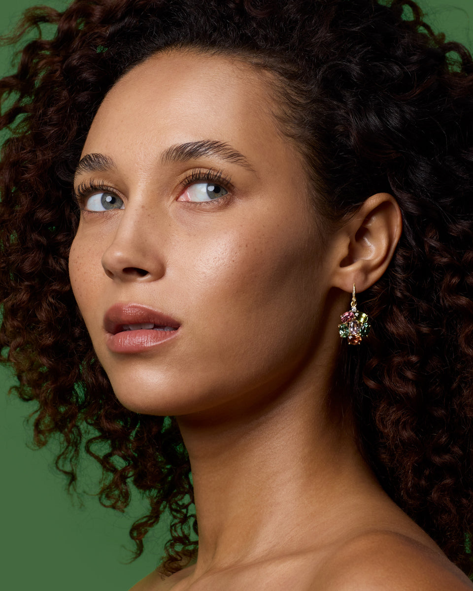 One of a Kind Diamond Gemmy Gem Floret Earrings