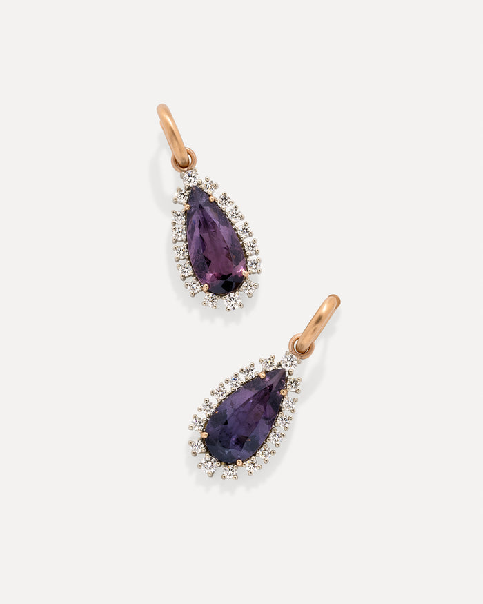 One of a Kind Diamond Studded Gemmy Gem Drop Huggies - Irene Neuwirth
