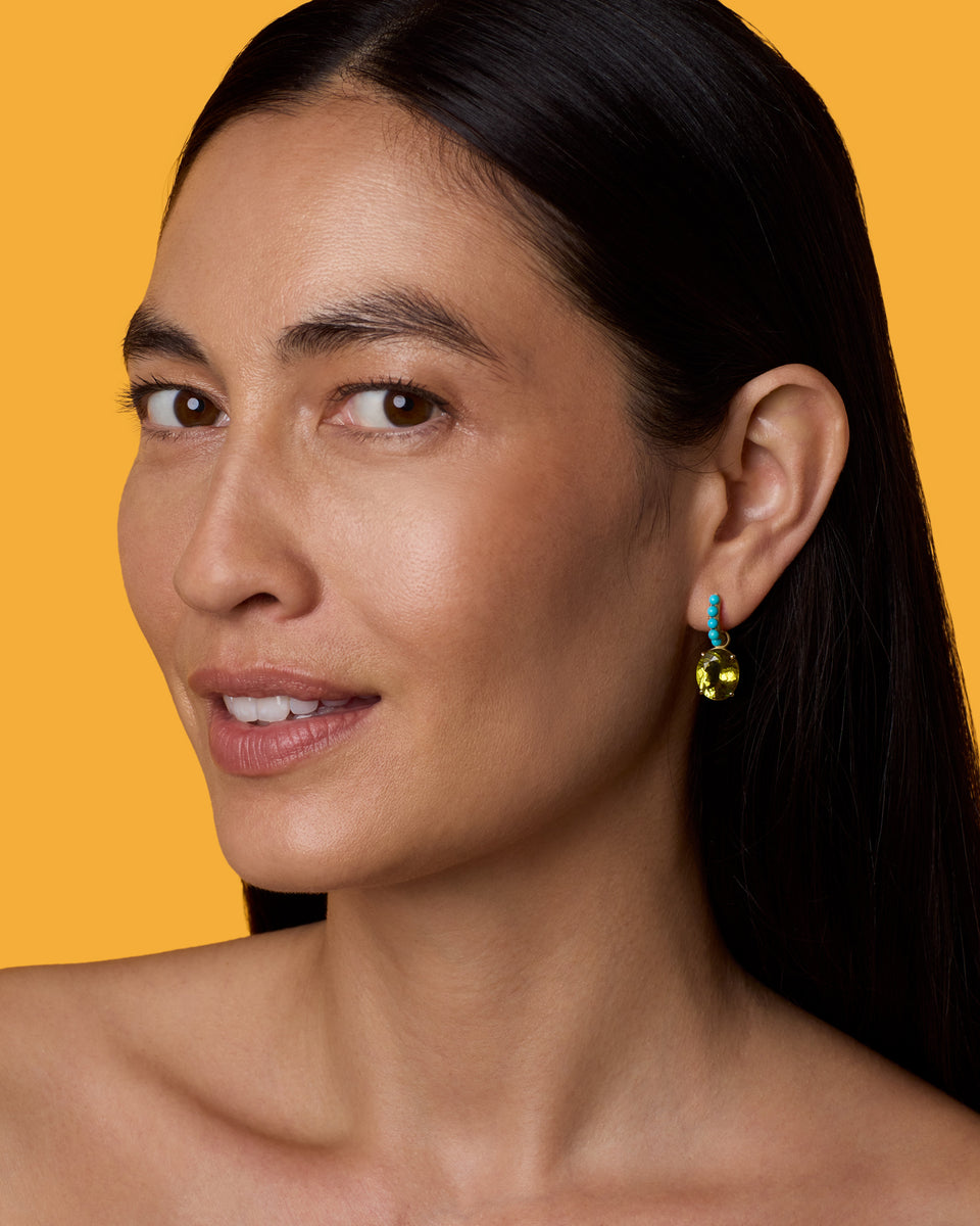 One of a Kind Gem Drop Studded Jeweled Huggies