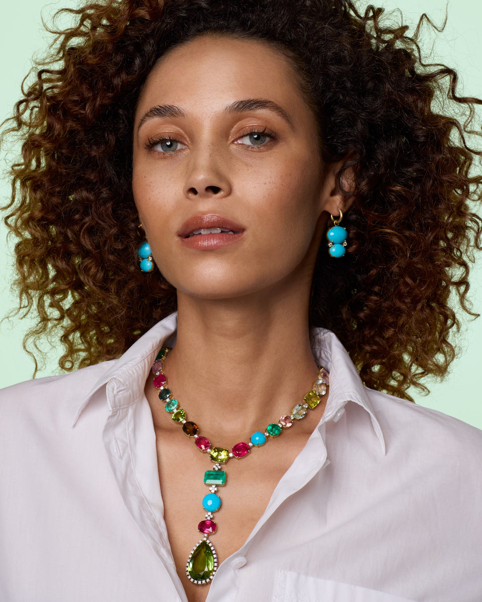 One of a Kind Gemmy Gem Lariat Necklace - Irene Neuwirth