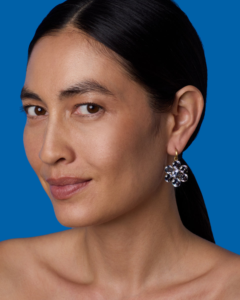 One of a Kind Gemmy Gem Floret Jeweled Huggies - Irene Neuwirth