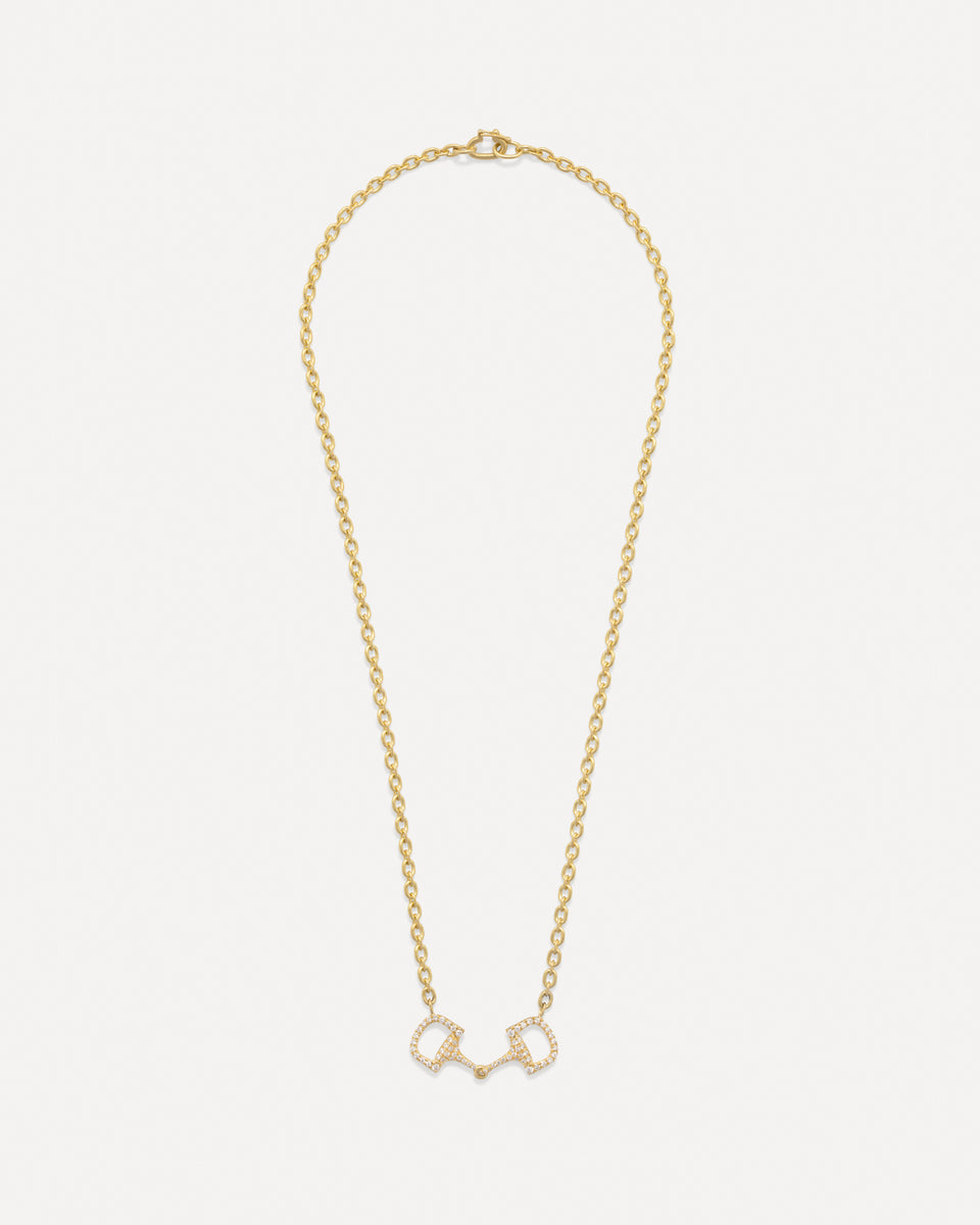 Small Pavé Equestrian Oval Link Necklace