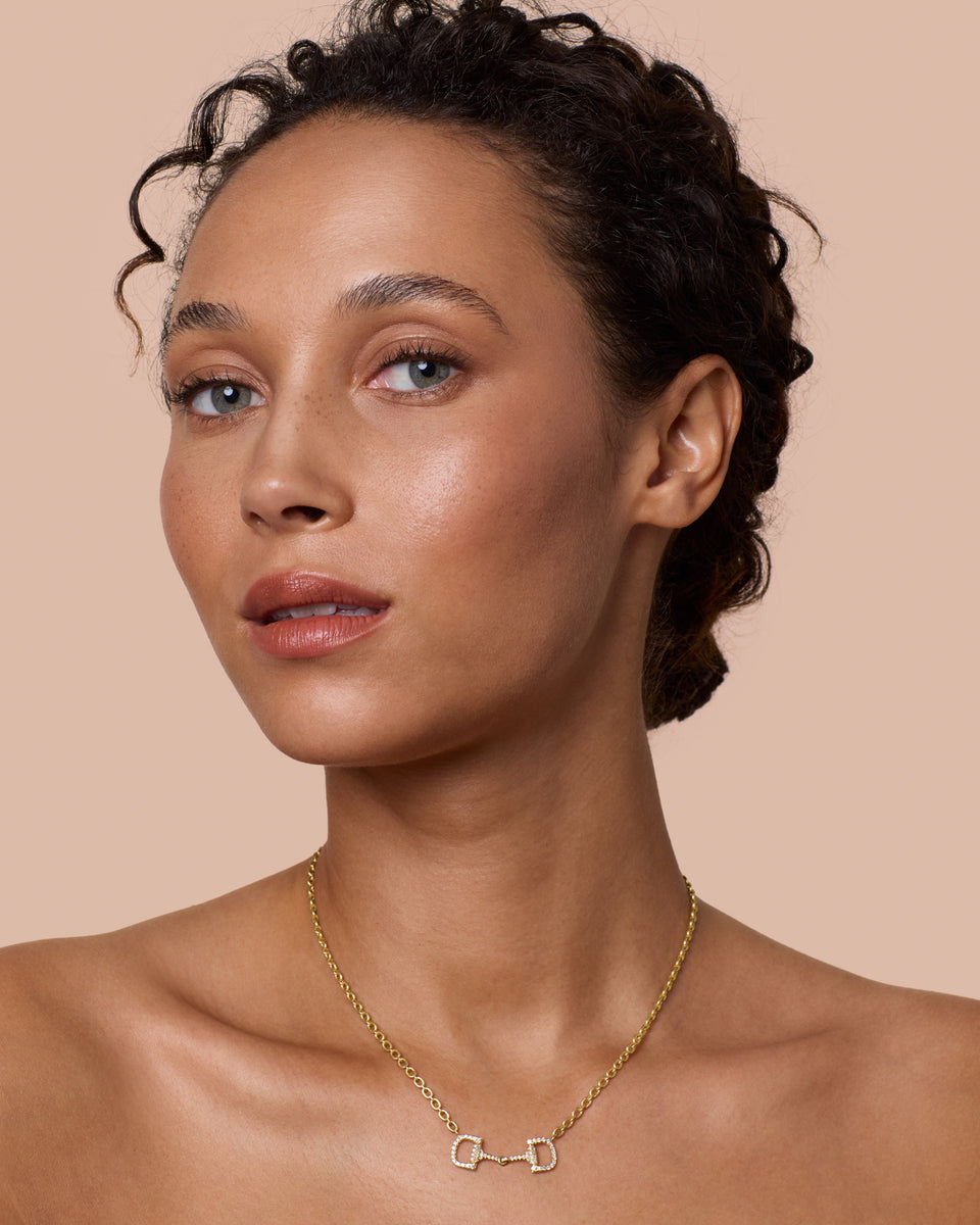 Small Pavé Equestrian Oval Link Necklace