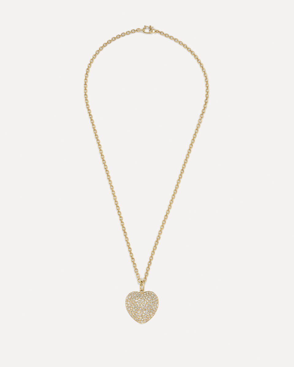 Puffed Gold Pavé Love Necklace - Irene Neuwirth