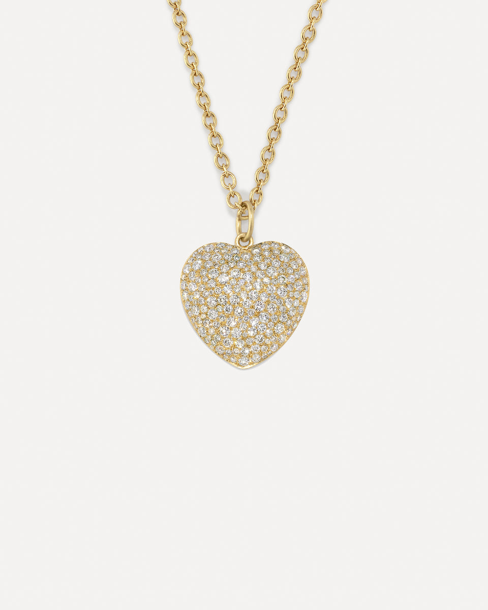 Puffed Gold Pavé Love Necklace - Irene Neuwirth