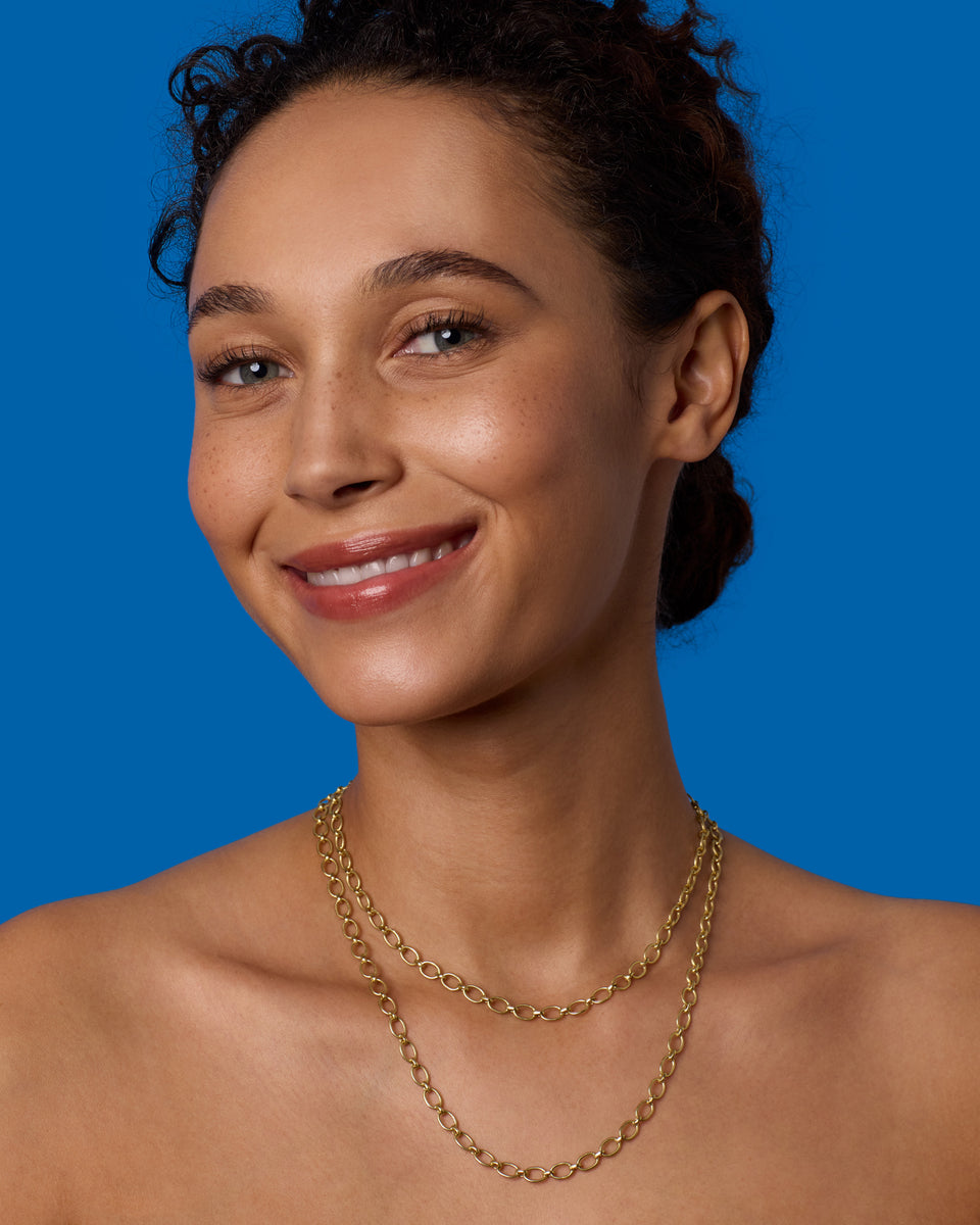 Small Oval Link Chain Long Necklace