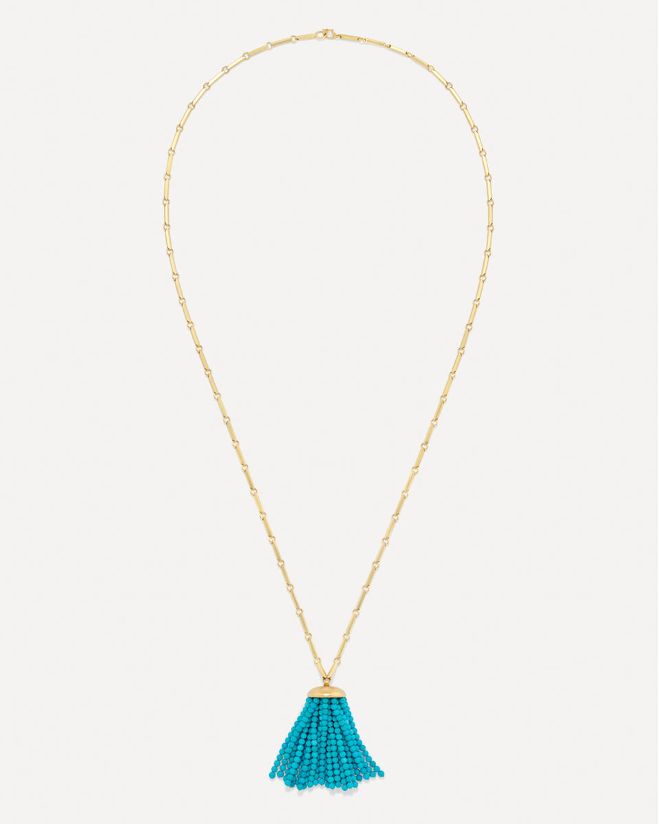Tassel Faceted Bar Chain Long Pendant Necklace - Irene Neuwirth