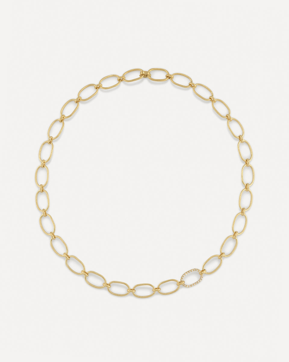 Large Oval Single Pavé Link Chain Necklace - Irene Neuwirth
