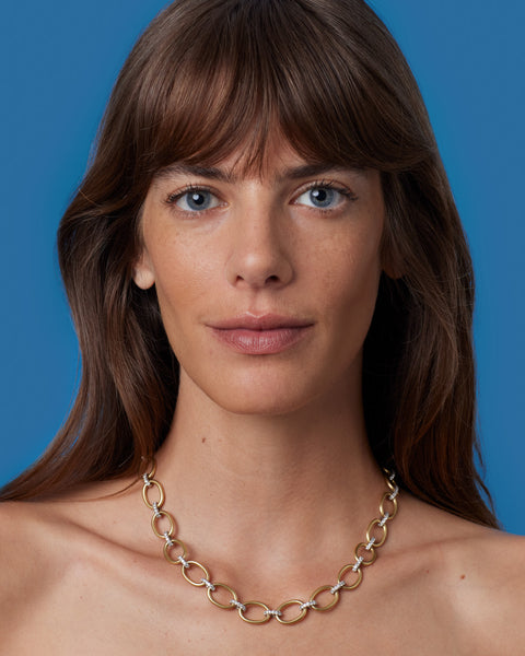 Large Oval Multi Pavé Link Chain Necklace - Irene Neuwirth