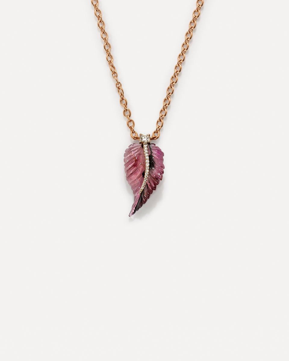 One of a Kind Pavé Carved Leaf Necklace - Irene Neuwirth