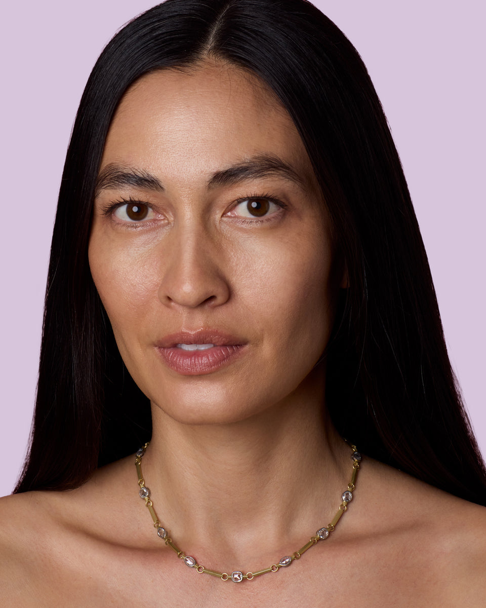 One of a Kind Diamond Faceted Bar Chain Necklace