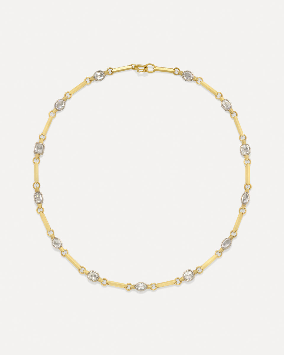 One of a Kind Diamond Faceted Bar Chain Necklace