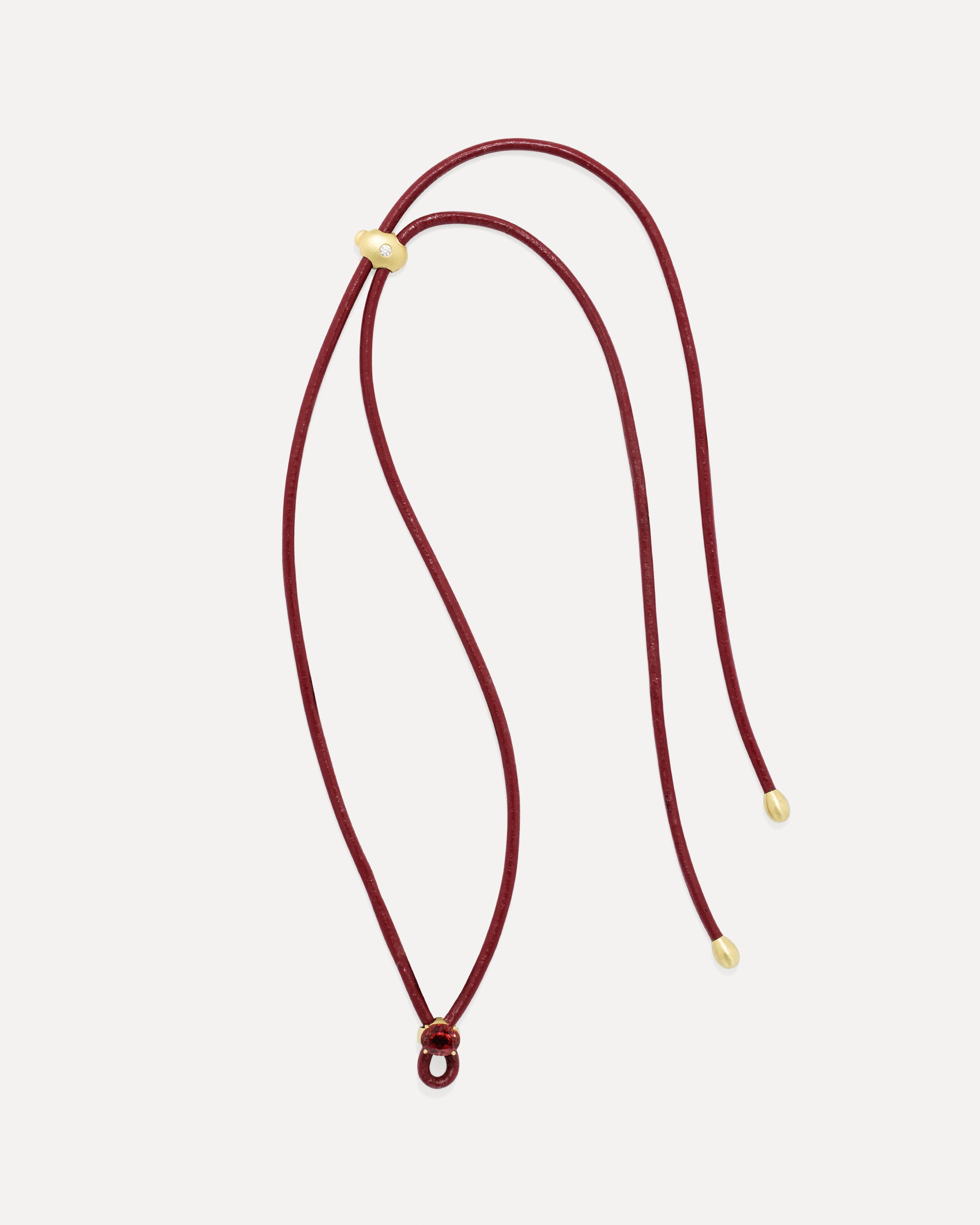 One of a Kind Cherry Fruit Leather Necklace Multi 18k Yellow Gold