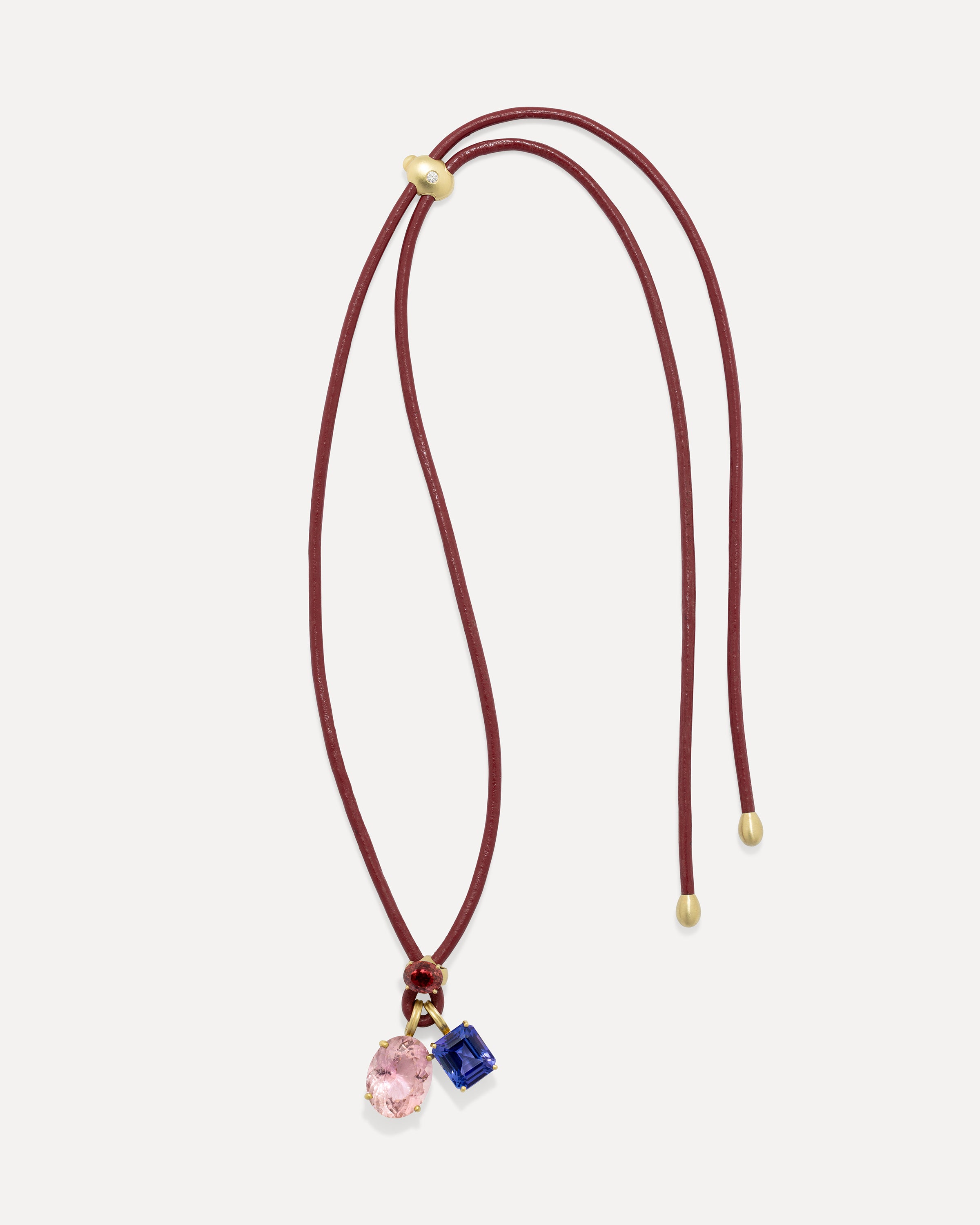 One of a Kind Cherry Fruit Leather Necklace Multi 18k Yellow Gold