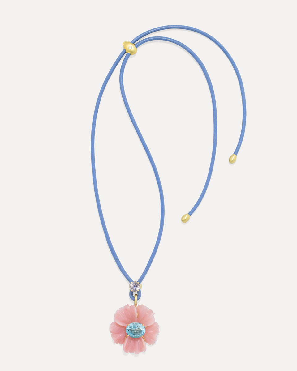 One of a Kind Tropical Flower Fruit Leather Necklace - Irene Neuwirth