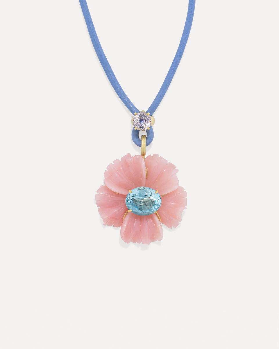 One of a Kind Tropical Flower Fruit Leather Necklace - Irene Neuwirth