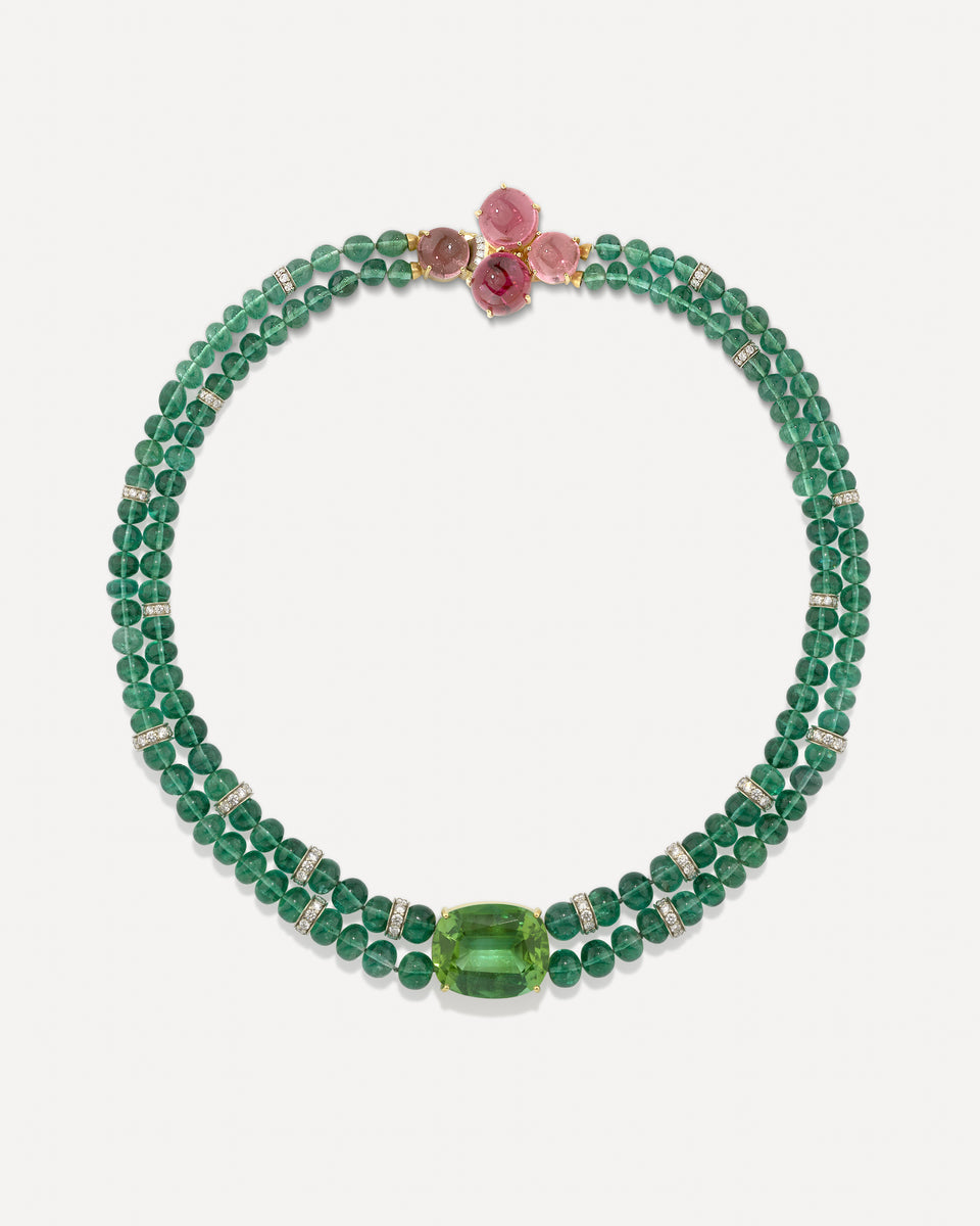 One of a Kind Pavé Gemmy Gem Double Strand Beaded Candy Necklace - Irene Neuwirth