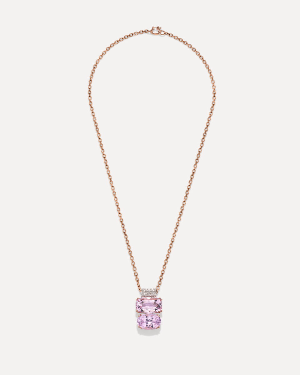 One of a Kind Gemmy Gem Heavy Pavé Bale Double Drop Pendant Necklace - Irene Neuwirth