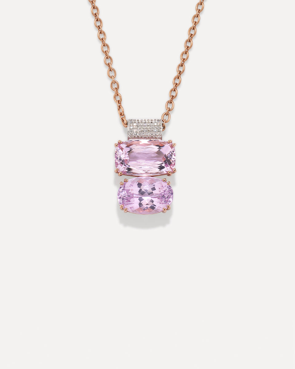 One of a Kind Gemmy Gem Heavy Pavé Bale Double Drop Pendant Necklace - Irene Neuwirth