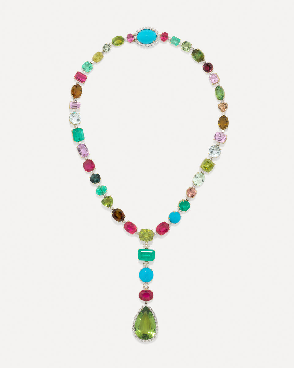 One of a Kind Gemmy Gem Lariat Necklace - Irene Neuwirth