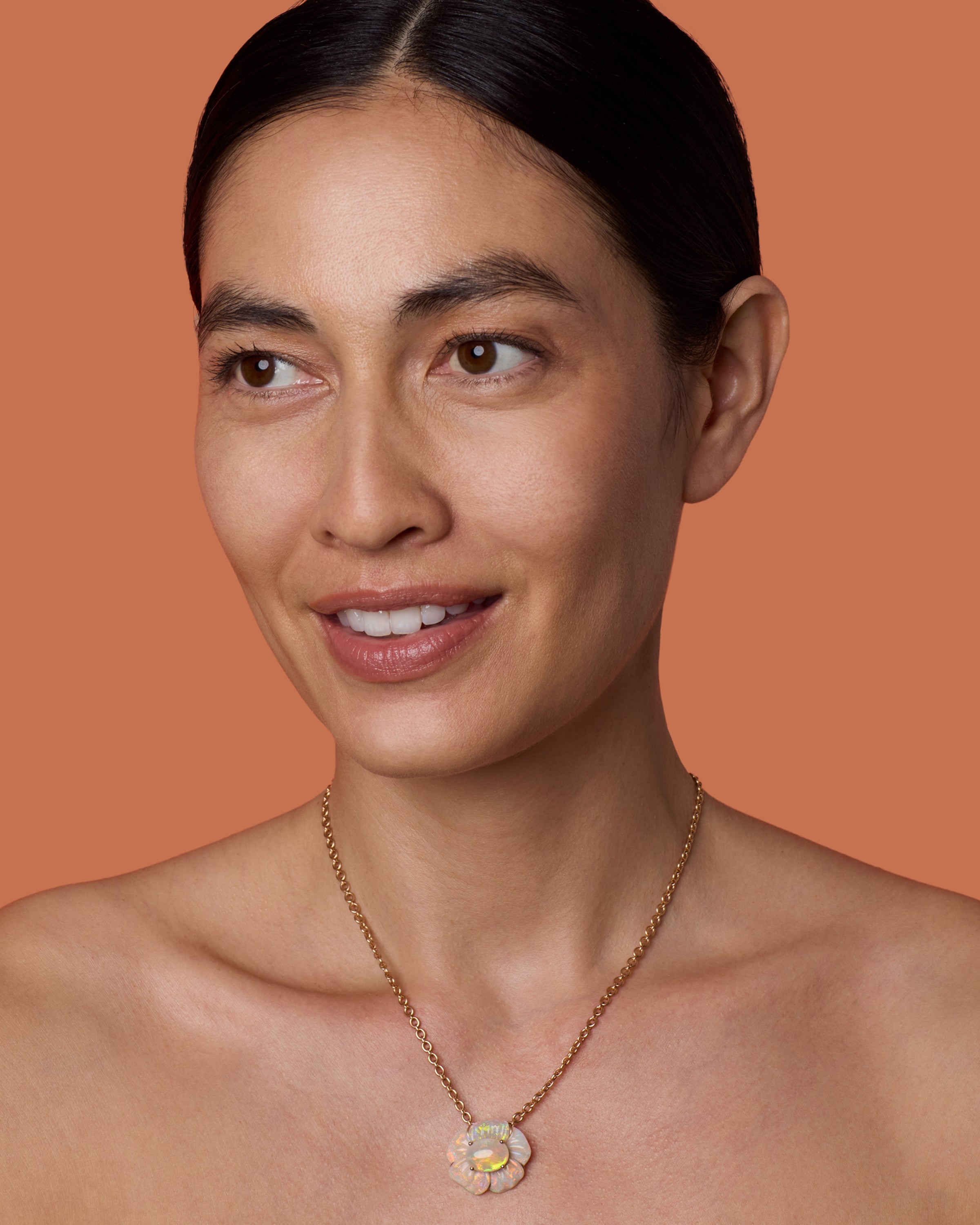 One of a Kind Opal Tropical Flower Necklace 18k Rose Gold – Irene