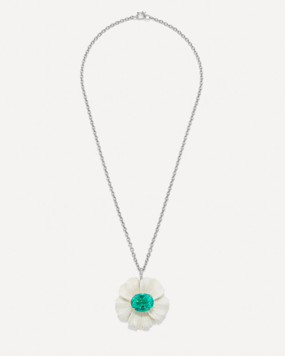 One of a Kind Pavé Tropical Flower Necklace - Irene Neuwirth