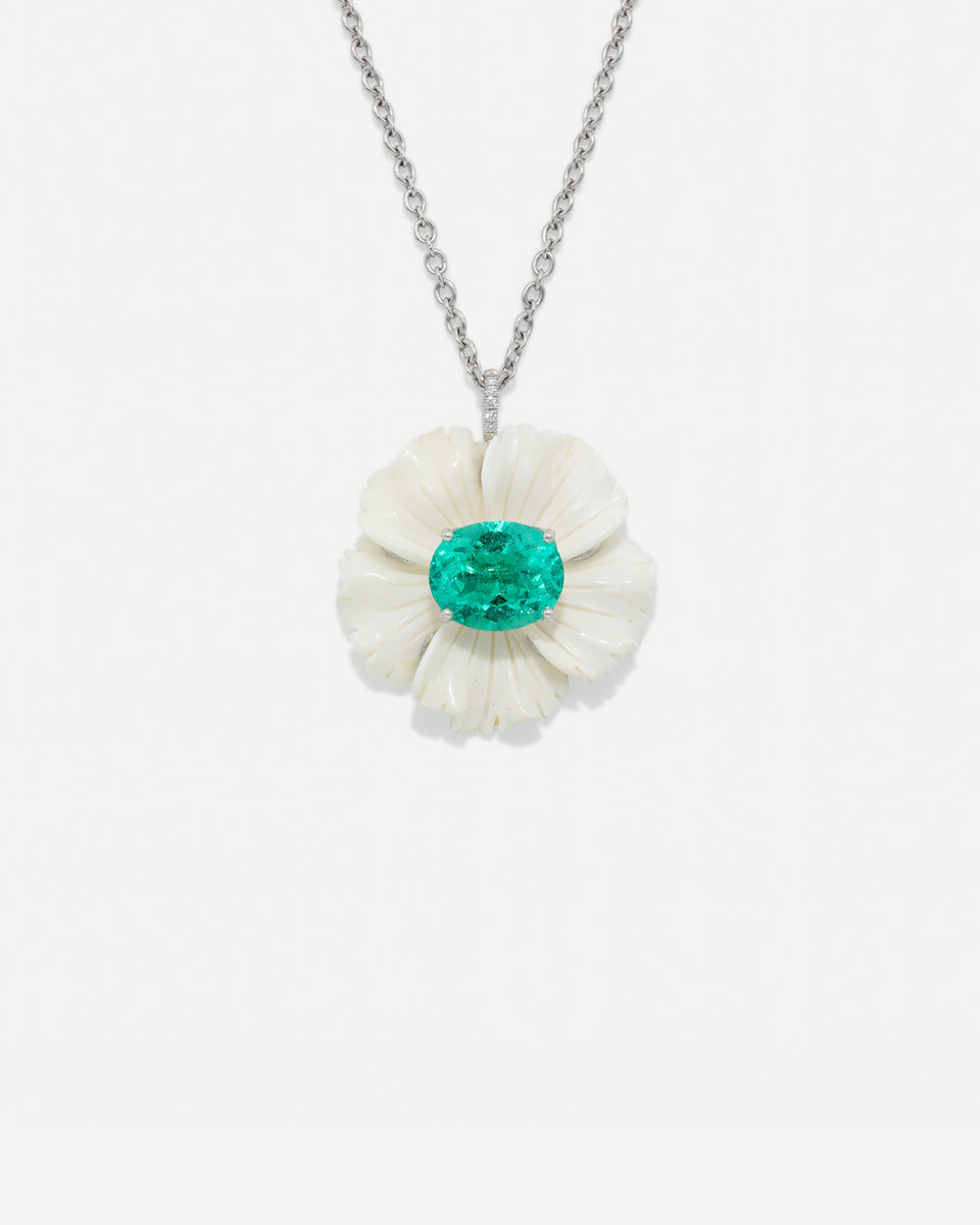 One of a Kind Pavé Tropical Flower Necklace - Irene Neuwirth